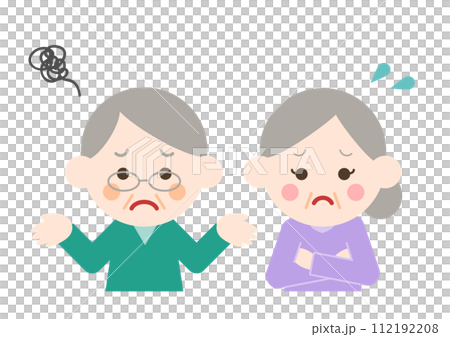 困っているシニアカップルのイラスト 112192208