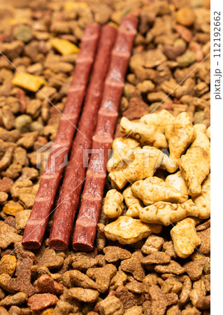 Treats for cats meat sticks sausages and catnip cookies. Treats for cats meat sticks sausages and catnip cookies. 112192662