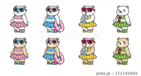 Bear polar icon vector swimming suit swimwear beach sea summer skirt teddy pet cartoon character logo symbol illustration clip art isolated design Bear polar icon vector swimming suit swimwear beach sea summer skirt teddy pet cartoon character logo symbol illustration clip art isolated design 112192669