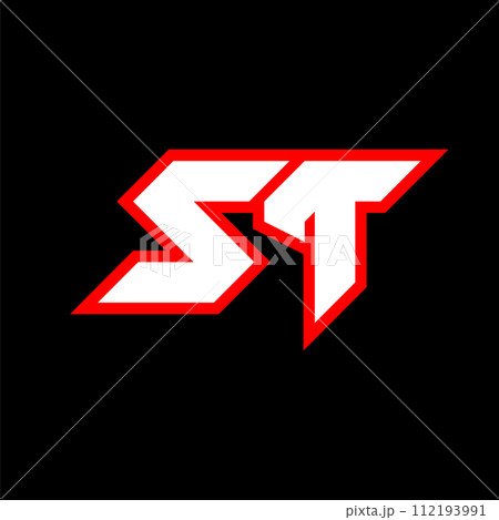 ST logo design, initial ST letter design with sci-fi style. ST logo for game, esport, Technology, Digital, Community or Business. S T sport modern Italic alphabet font. Typography urban style fonts. 112193991
