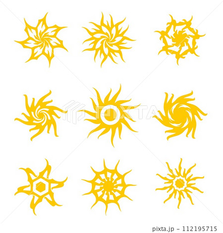Set abstract round sun flowers tribal vector isolated summer icon design Set abstract round sun flowers tribal vector isolated summer icon design 112195715