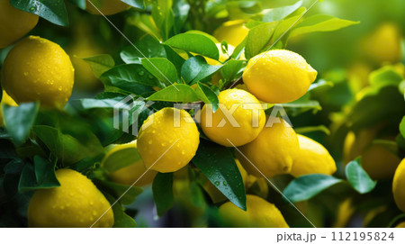 Fruit Lemon garden, business farming and entrepreneurship, harvest. Close Up Fruit Lemon garden, business farming and entrepreneurship, harvest. Close Up 112195824