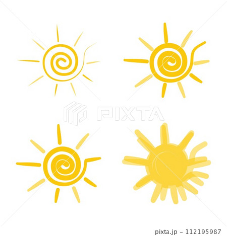 Set Abstract round hypno sun vector isolated summer icon design 112195987