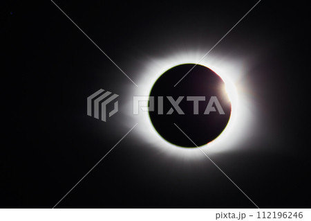 Total Solar Eclipse with Radiant Corona, Path of Totality, Eye-Level View Total Solar Eclipse with Radiant Corona, Path of Totality, Eye-Level View 112196246