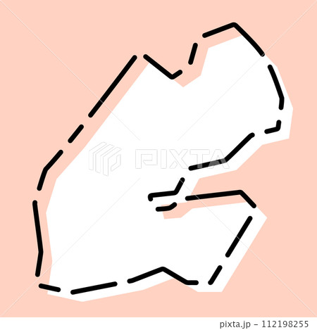 Djibouti country simplified map. White silhouette with black broken contour on pink background. Simple vector icon Djibouti country simplified map. White silhouette with black broken contour on pink background. Simple vector icon 112198255