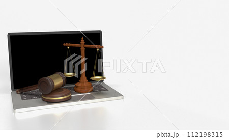 The wood hammer and libra for digital law concept 3d rendering. The wood hammer and libra for digital law concept 3d rendering. 112198315