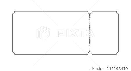 Outline raffle or coupon icon. Entrance ticket for plane, concert, cinema, night club, museum, festival, theater, circus or exhibition isolated on white backgrounds. Vector graphic illustration 112198450