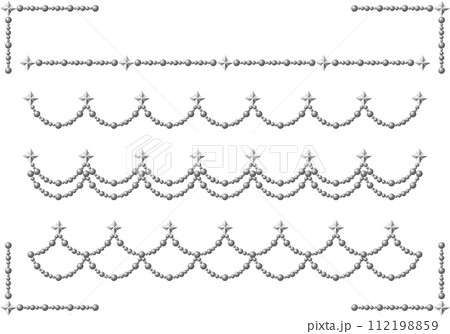 パール、四角星、ラインセット1-4 112198859