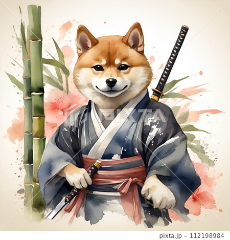 スタイリッシュな侍柴犬のイラストのイラスト素材 [112198984] - PIXTA
