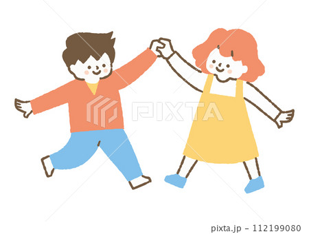 ダンスをしている男の子と女の子_色 112199080