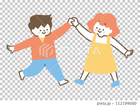 ダンスをしている男の子と女の子_色 112199080