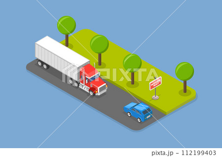 3D Isometric Flat Vector Illustration of Wrong Way Sign 112199403