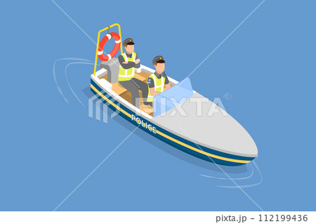 3D Isometric Flat Vector Illustration of Water Police 3D Isometric Flat Vector Illustration of Water Police 112199436