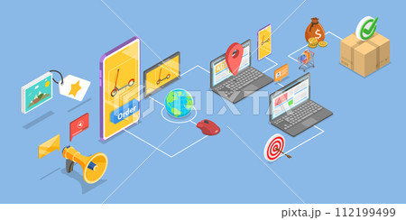 3D Isometric Flat Vector Illustration of Remarketing 112199499