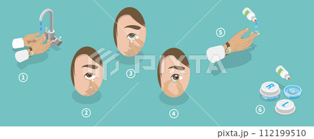 3D Isometric Flat Vector Illustration of Remove Contact Lenses 3D Isometric Flat Vector Illustration of Remove Contact Lenses 112199510