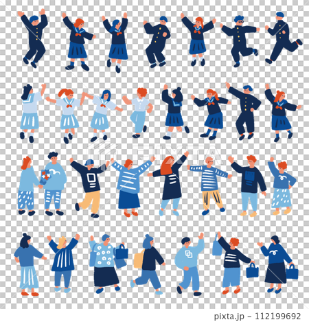 學生和穿制服的人的平面和簡單插圖 學生和穿制服的人的平面和簡單插圖 112199692