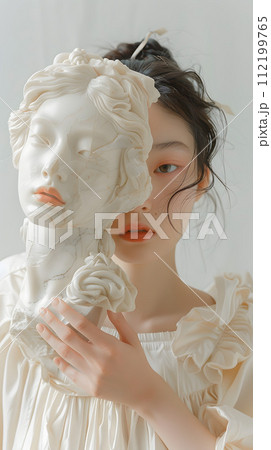 マスクとアジア人女性の美の融合 112199765