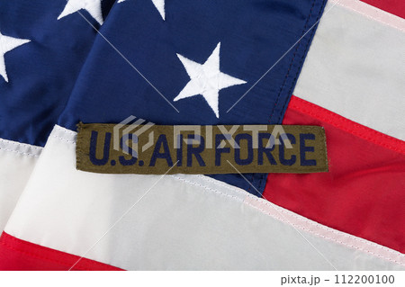 US AIR FORCE branch tape on USA national flag US AIR FORCE branch tape on USA national flag 112200100