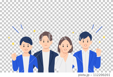 肩を組むビジネスパーソン男女の上半身セット【人物ベクターイラスト素材】 112200201