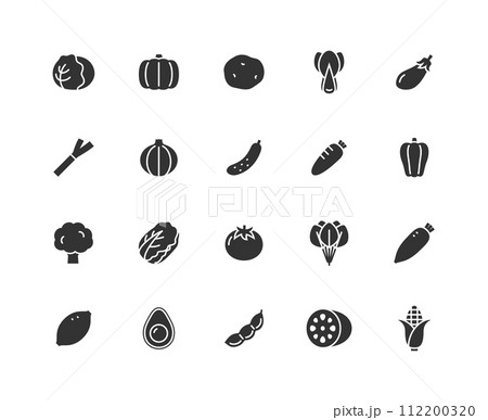 野菜のモノクロアイコンセット 112200320