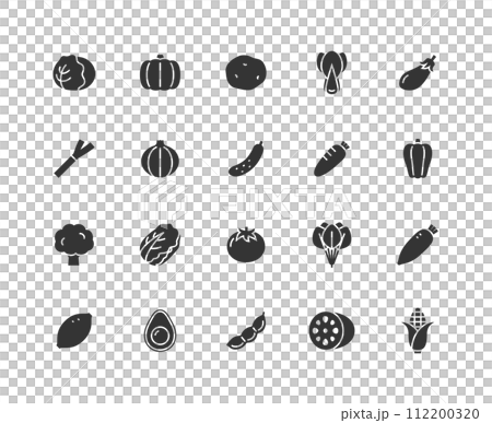Vegetable monochrome icon set 112200320