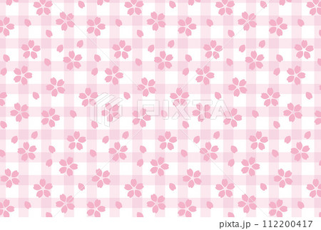 桜の花とギンガムチェックのシームレスパターン 112200417