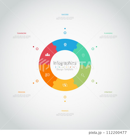 Infographic 6 options design elements for your business data. Vector Illustration. 112200477