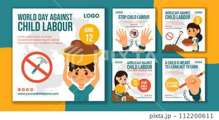 Against Child Labour Social Media Post Flat Cartoon Hand Drawn Templates Background Illustration Against Child Labour Social Media Post Flat Cartoon Hand Drawn Templates Background Illustration 112200611