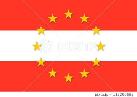 Austria national flag with a circle of EU 112200688