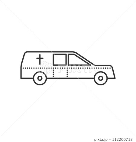 Coffin transport. Hearse car flat icon. 112200718