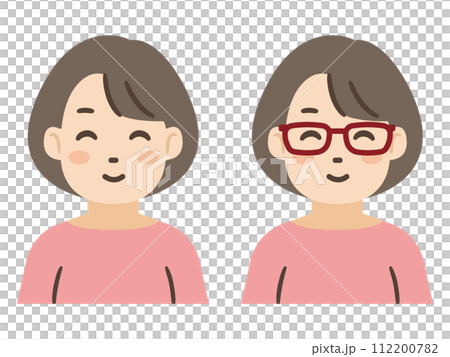 メガネをかけた女性のイラスト メガネをかけた女性のイラスト 112200782