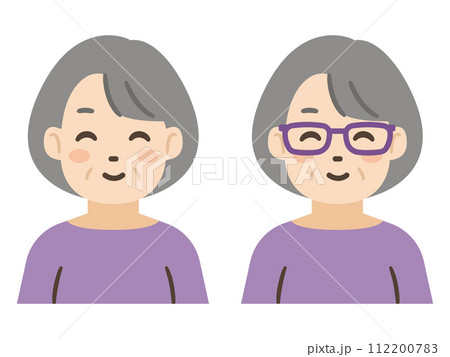 メガネをかけたシニア女性のイラスト 112200783
