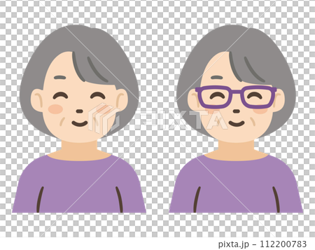 メガネをかけたシニア女性のイラスト 112200783