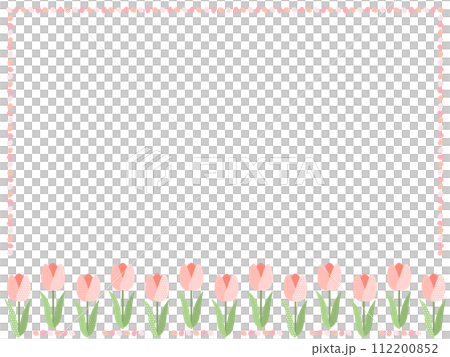 可愛的粉紅色鬱金香框架背景圖與圓點 可愛的粉紅色鬱金香框架背景圖與圓點 112200852