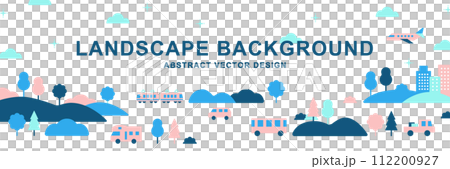 抽象平面景觀背景橫幅_向量汽車汽車城市自然多彩 112200927