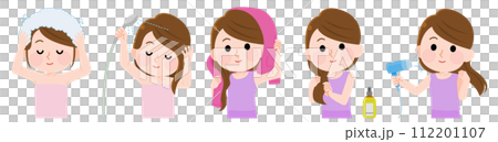 女孩做護髮分類套裝插畫 112201107