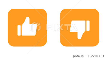 シンプルなオレンジ色のグッドマークとバッドマーク 112201161