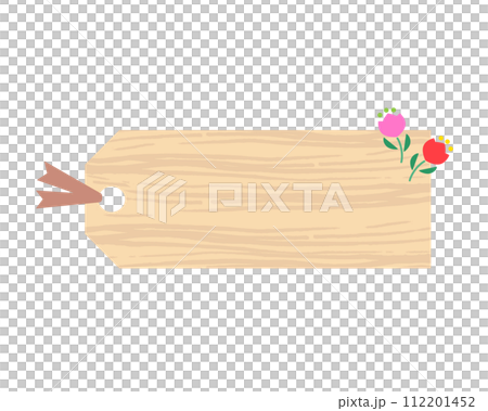 Simple woodgrain bookmark frame illustration decorated with tulips 112201452