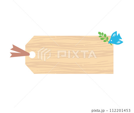 北欧調の鳥で飾ったシンプルな木目調の栞のフレームイラスト 112201453