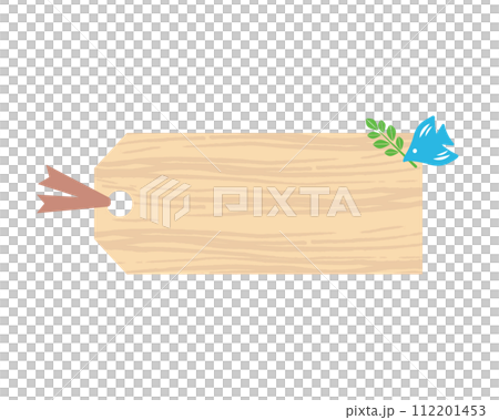 北欧調の鳥で飾ったシンプルな木目調の栞のフレームイラスト 112201453