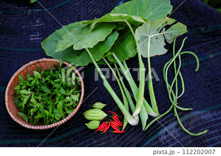 Agriculture product crop from rooftop garden by organic farming Agriculture product crop from rooftop garden by organic farming 112202007