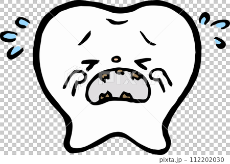 一顆因蛀牙而大聲哭泣的手繪人物插畫 112202030