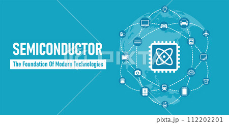 半導体と半導体の用途 ベクターバナーイラスト 112202201