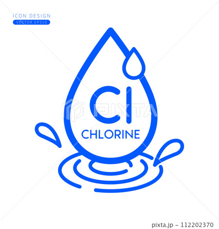 Minerals chlorine icon pink. Water drops splashing and waves isolated on white background. Symbol for use on advertising media. Form simple line for designing medical beauty products. Vector. 112202370