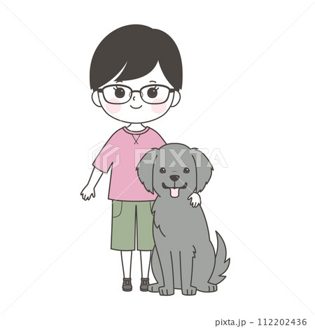 大型犬と男の子 112202436