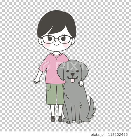 大型犬と男の子 112202436