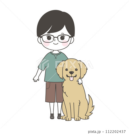 大型犬と男の子 112202437
