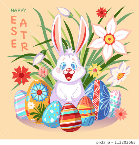 Vector Easter poster with bunny 112202665