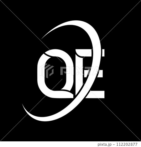 QE logo. Q E design. White QE letter. QE/Q E letter logo design. Initial letter QE linked circle uppercase monogram logo. 112202877