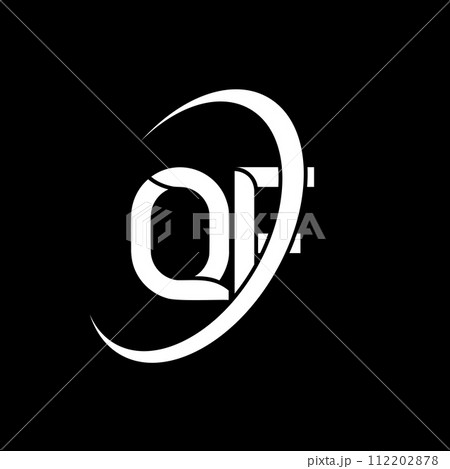 QF logo. Q F design. White QF letter. QF/Q F letter logo design. Initial letter QF linked circle uppercase monogram logo. 112202878